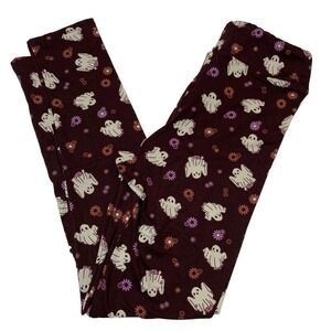 LuLaRoe Girls Leggings L/XL‎ Halloween Brown Purple Floral Ghosts Size 7-12 NEW